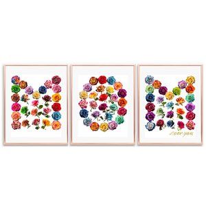 Print Art ROSES FLOWER 28 Colors Gift For MOM Birthday Set of 3 Unframed